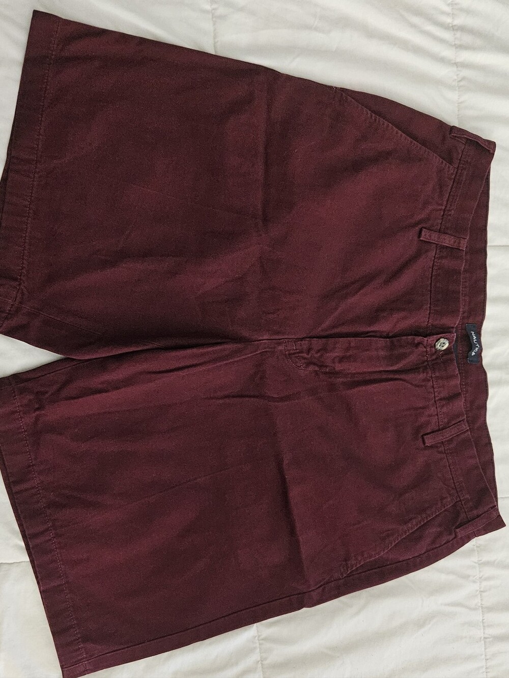 Nautica Men's Flat-Front Shorts in Burgundy.  38W